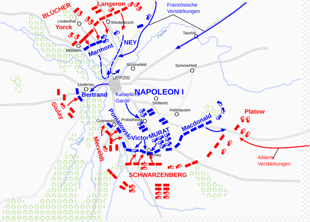 ライプチッヒの民族戦 プロイセン軍の配置
