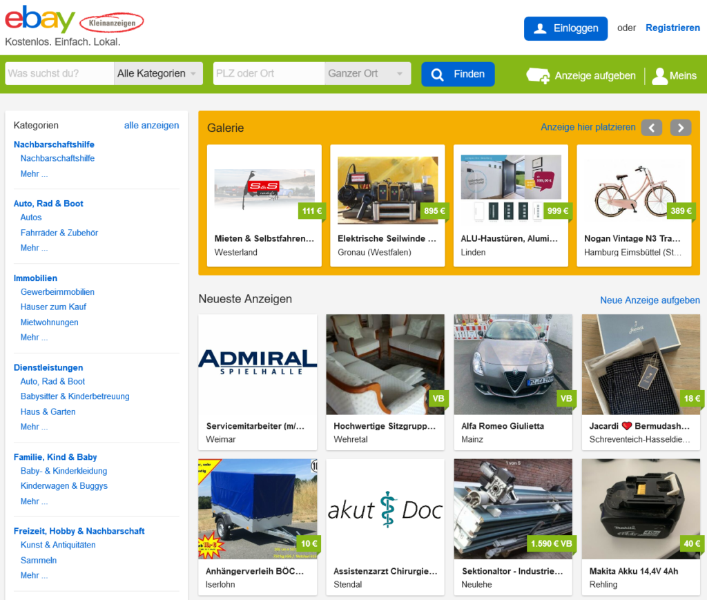 Ebay Kleinanzeige - 新手の詐欺登場！その手口は？