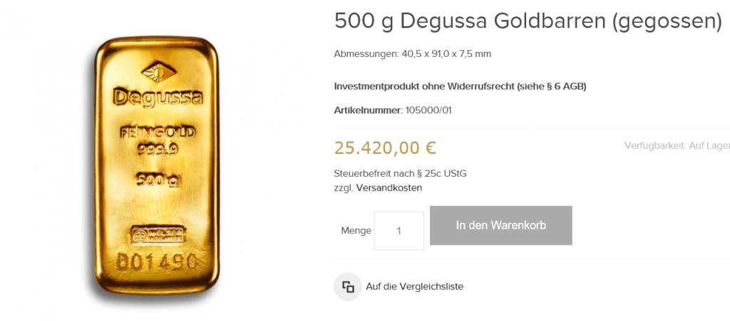 デグッサ 金の延べ棒